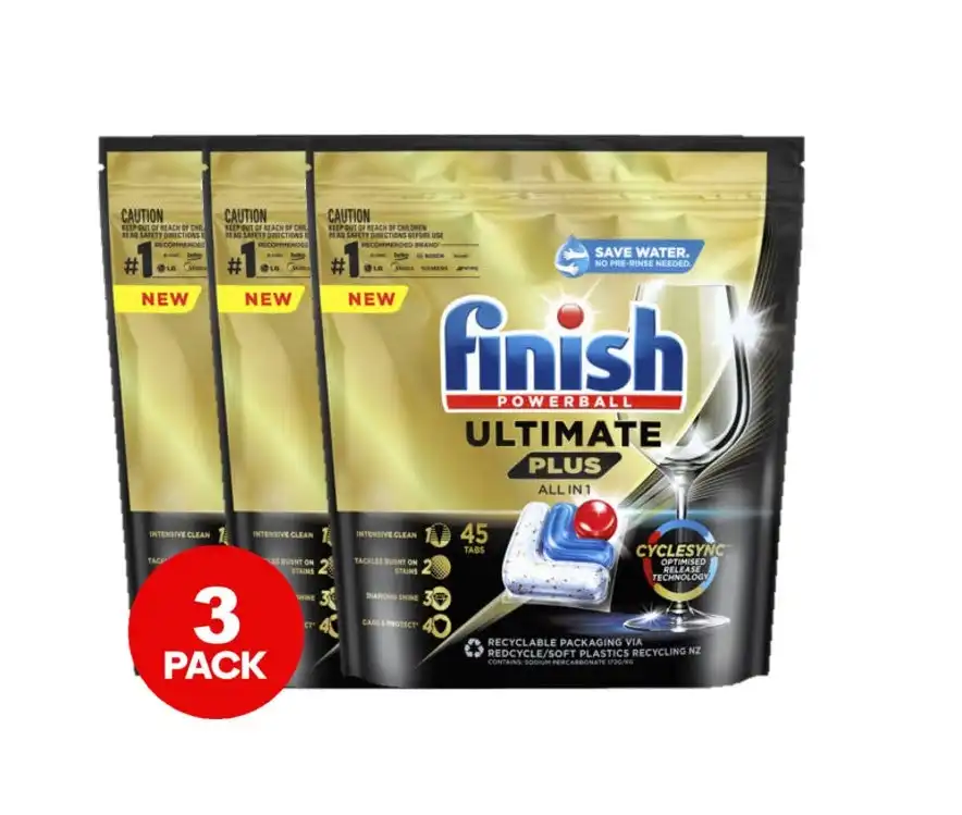 3 Pack Finish Ultimate Plus Dishwasher Tablets 45 Tablets