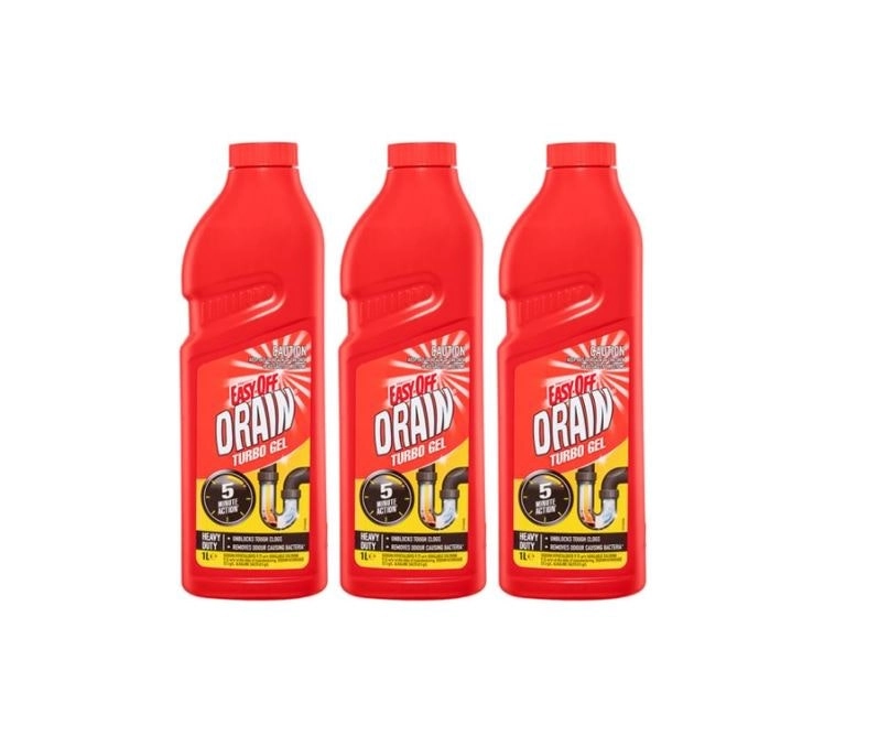 3 Pack Easy-off Bam Drain Turbo Gel 1L