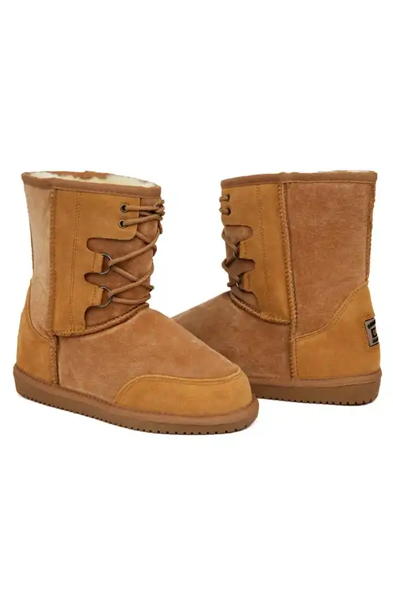 Original Ugg Australia Mid Front Lace Up Boots- Chestnut