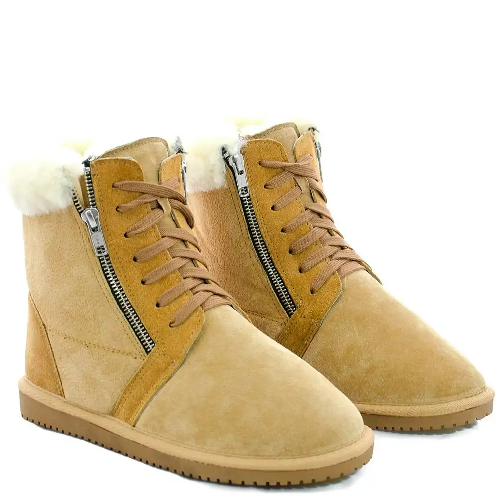 Original Ugg Australia Zipper Chestnut Lace Up Boots