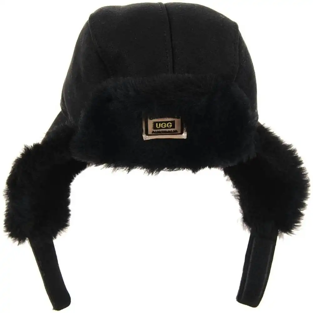 Original Ugg Australia Mens Black Sheepskin Aviator Hat