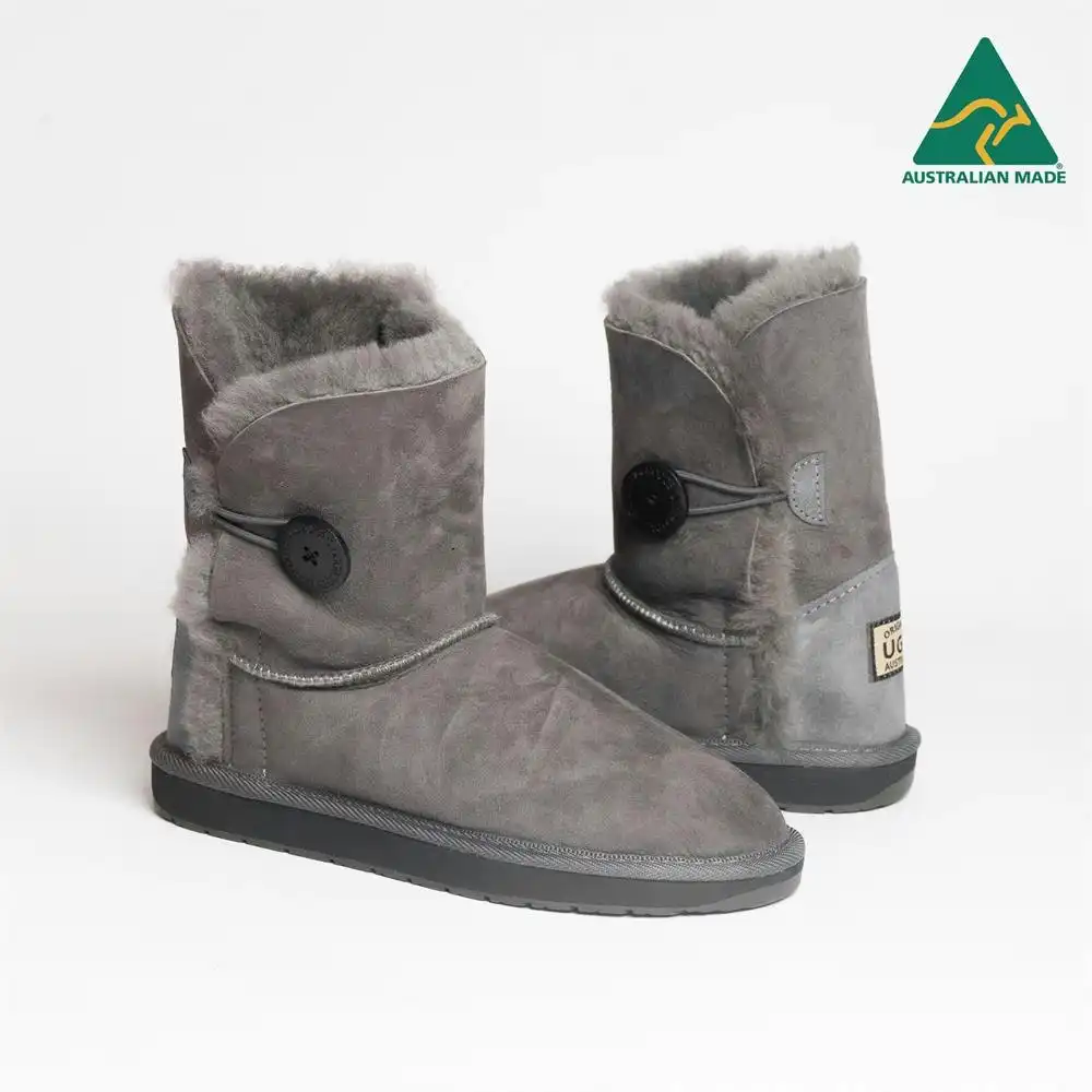 Original Ugg Australia Australian Made Short 1 Button Grey Ugg Boots