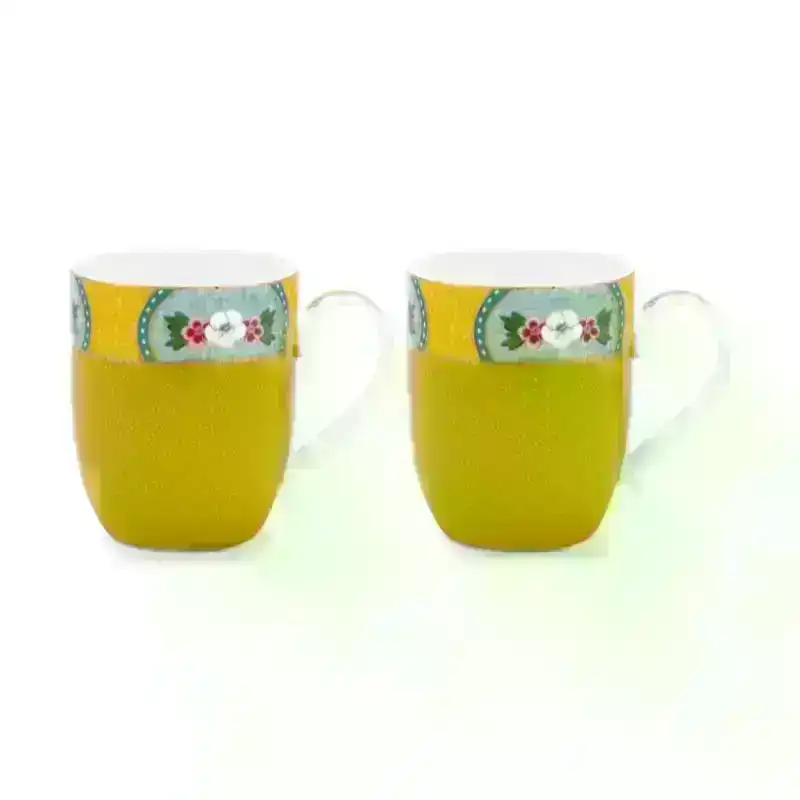 PIP Studio Blushing Birds Porcelain Yellow Small 145ml Mugs Set of 2