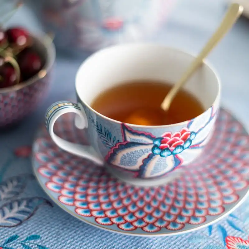 PIP Studio Flower Festival Light Blue Cup and Saucer