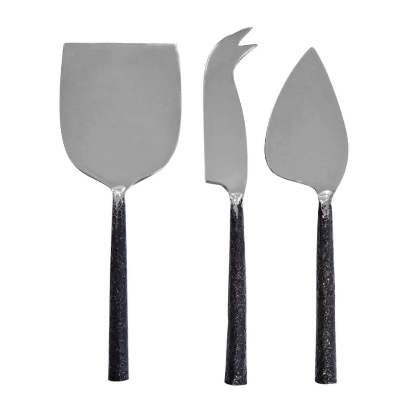 J.Elliot Nina Silver and Black Cheese Knives Set of 3