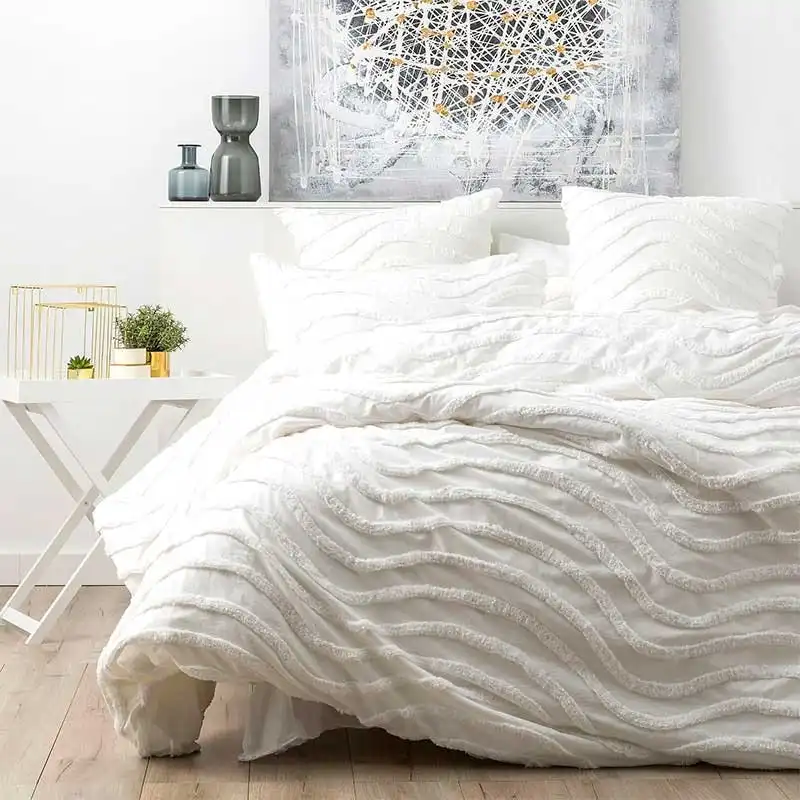 Cloud Linen Wave Cotton Chenille White Vintage Washed Quilt Cover Set