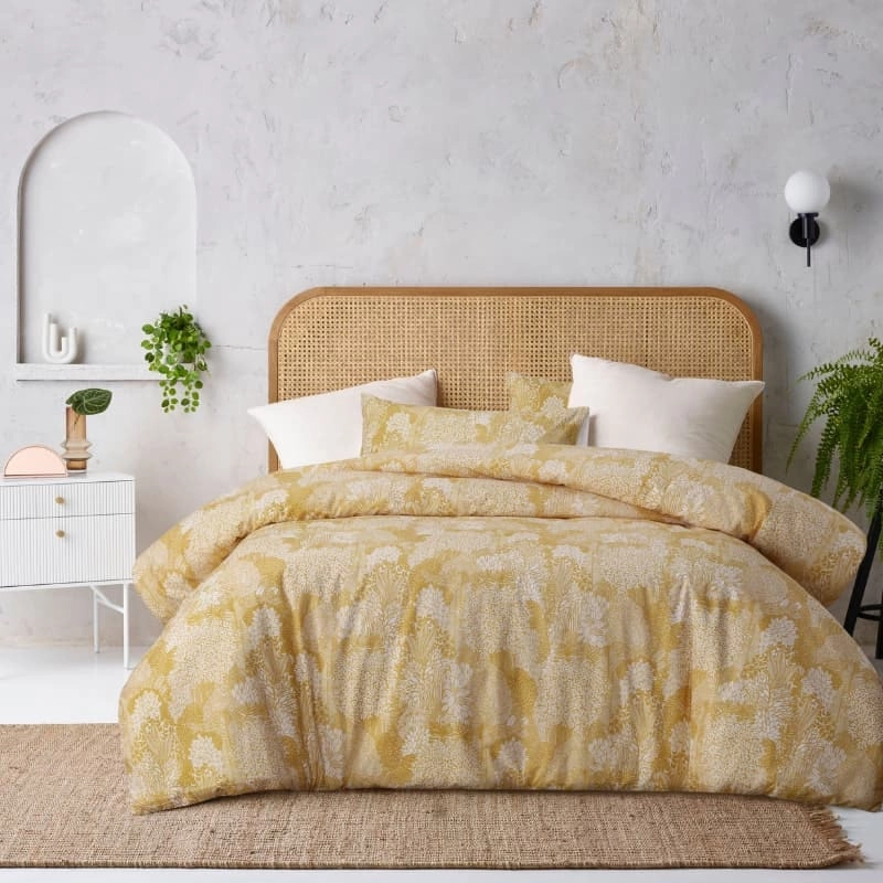 Accessorize Otway Washed Cotton Ochre Quilt Cover Set