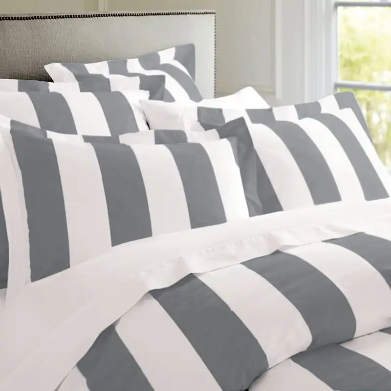 Rans Oxford Stripe Charcoal Quilt Cover Set