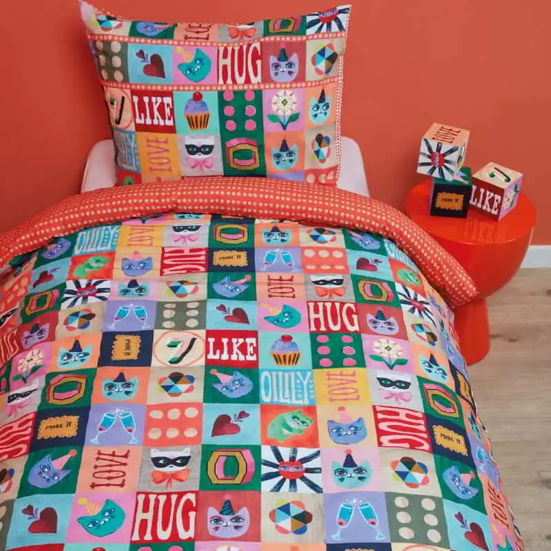 Oilily Party Blocks Cotton Multi Quilt Cover Set