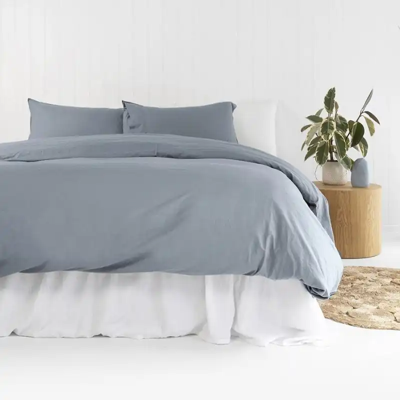 Bambury Temple Organic Cotton Steel Blue Quilt Cover Set