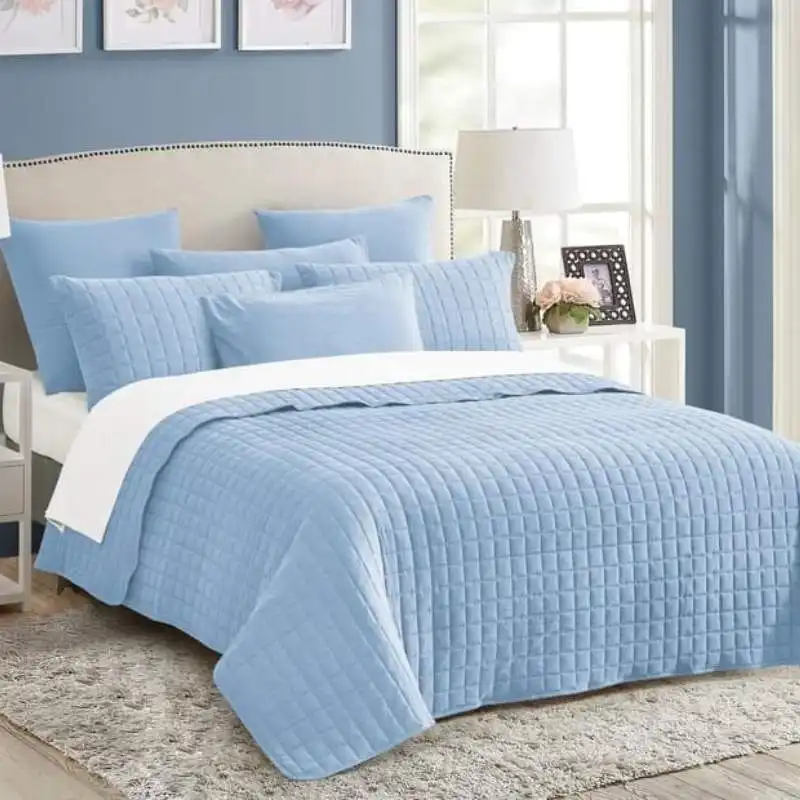 Home Fashion Vintage Stone Wash Blue 7 Piece Coverlet Set