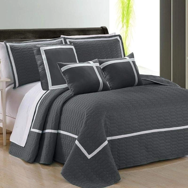 Home Fashion Two-Tone Embossed Charcoal 6 Piece Comforter Set