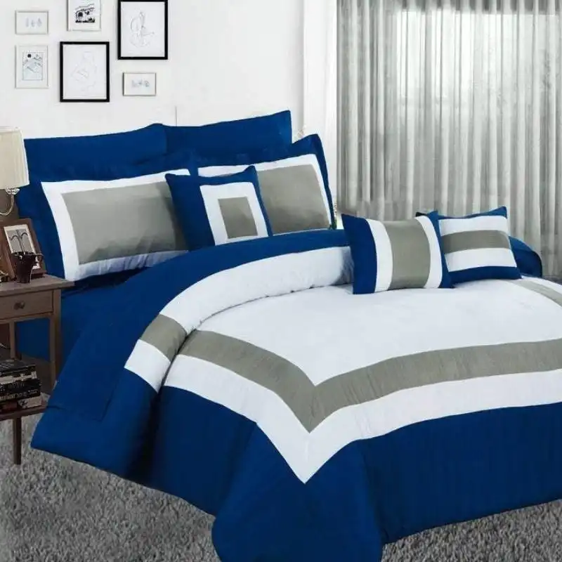 Home Fashion Soft Bed Navy 10 Piece Comforter Set