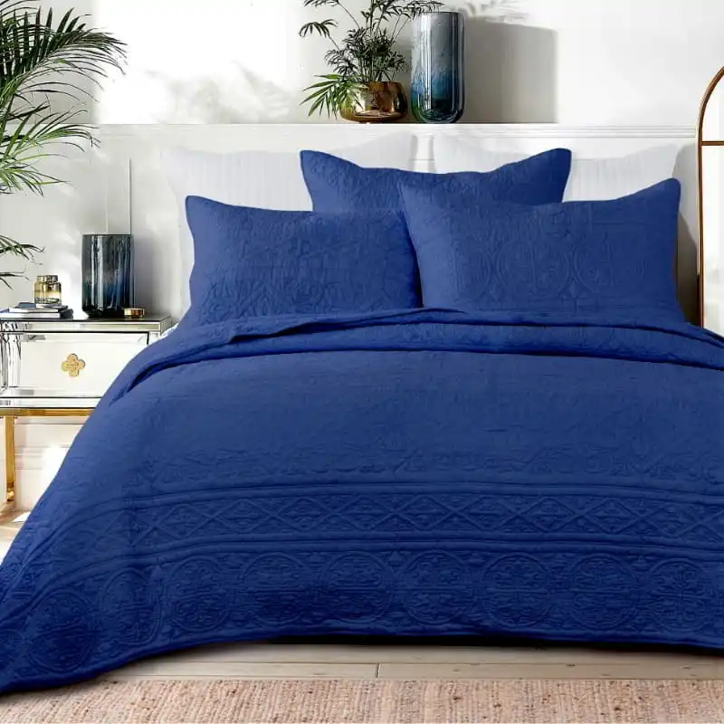 Classic Quilts Navy Coverlet Set