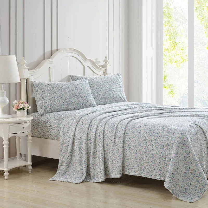 Laura Ashley Emogene Heather Flannel Fleece Sheet Set