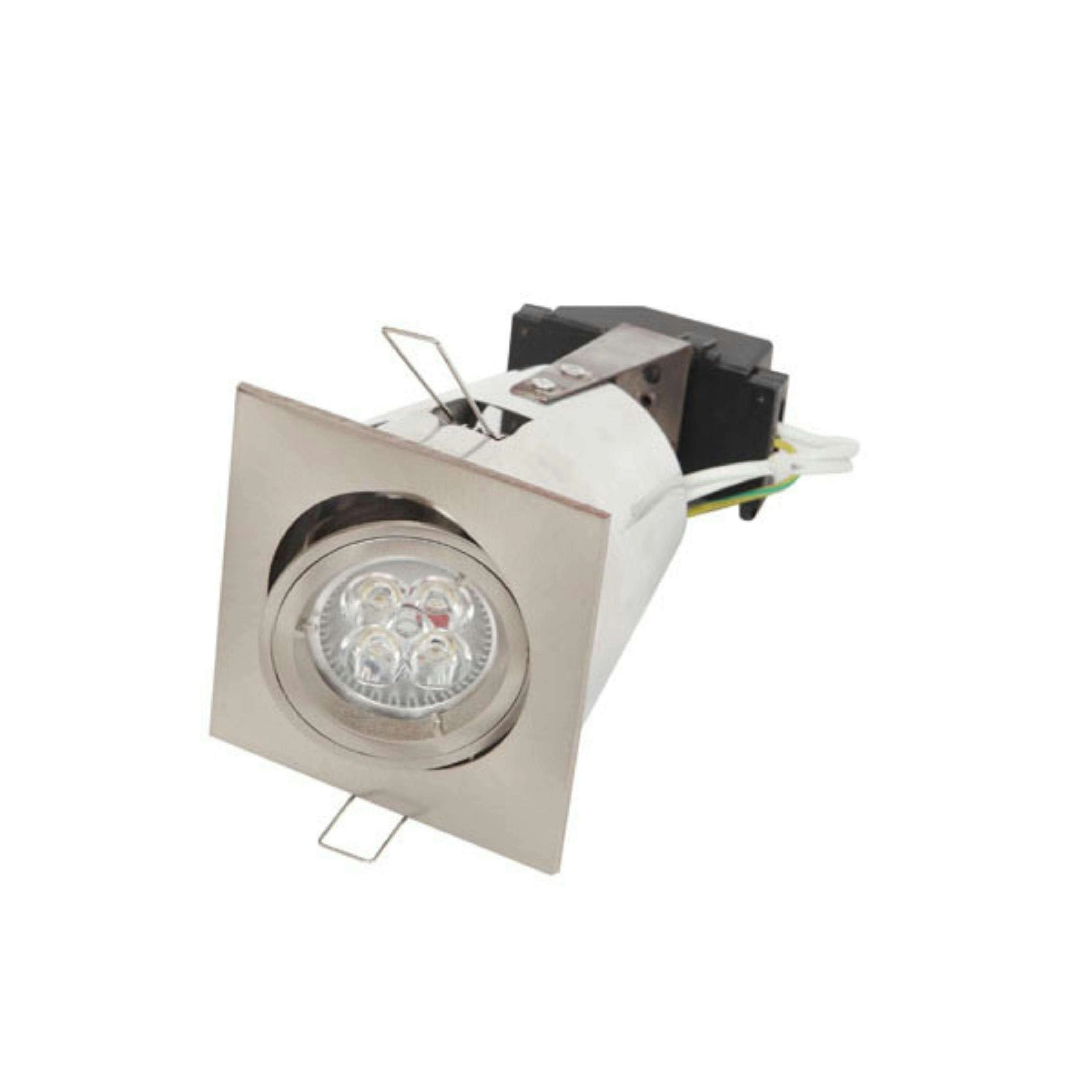 Gu10 10 Watt Sqaure Led Safe Gimbal Downlight   Brushed Chrome