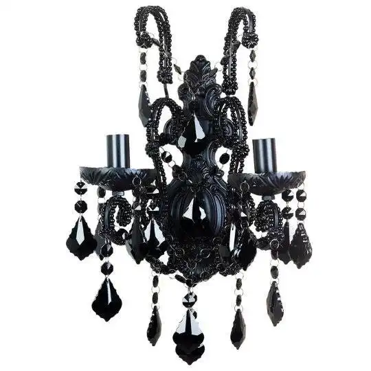 Venice Black Chic Crystal Wall Lamp Chandelier - 2 Light