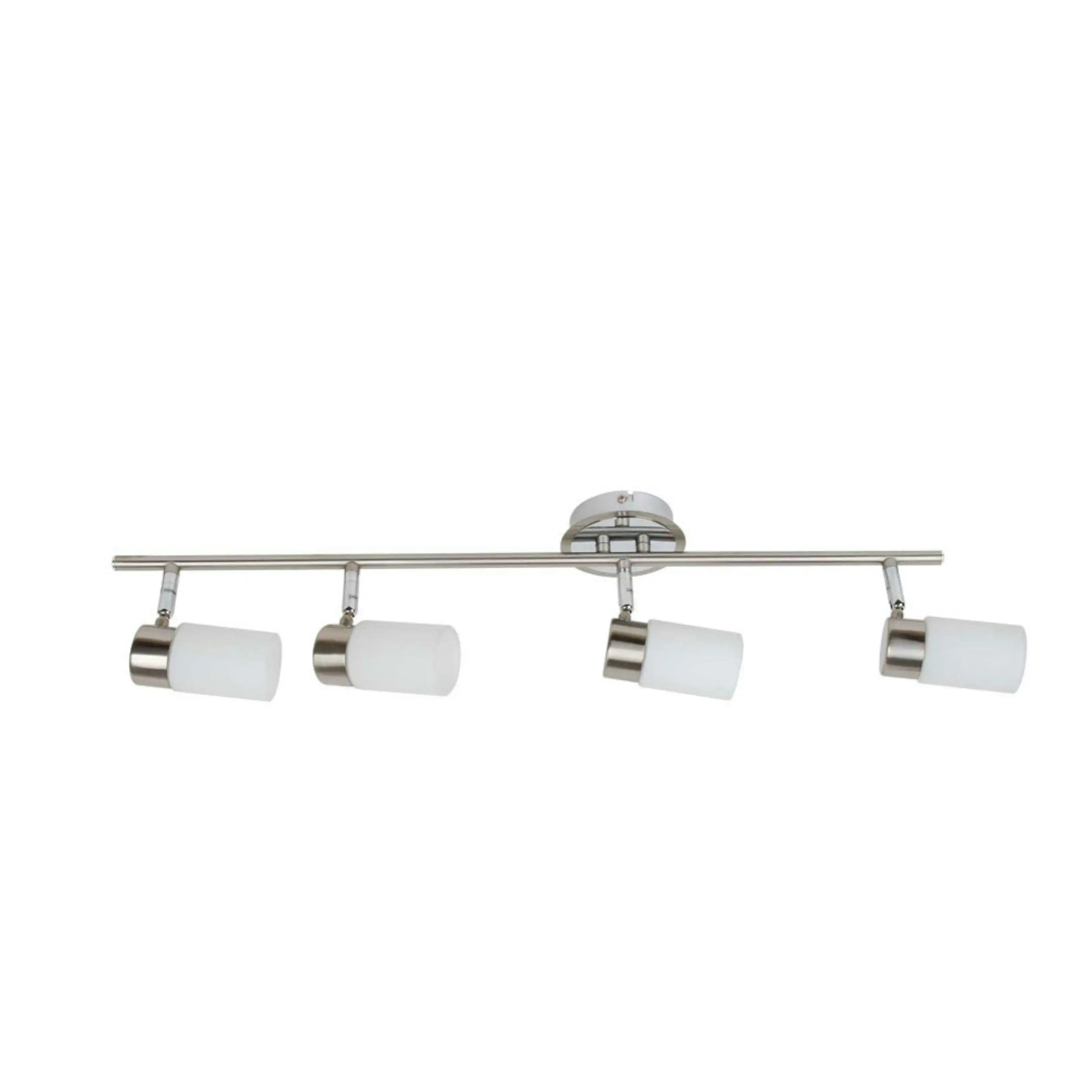 NORDIC 4 Light Bar Brushed Chrome / White Glass Spotlight