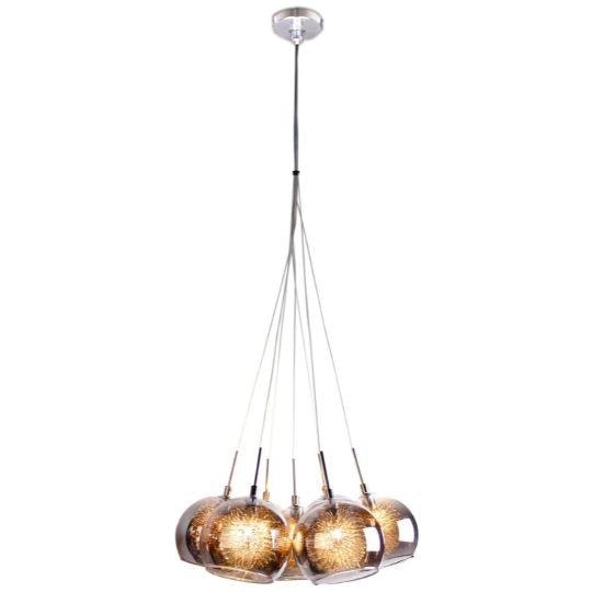 METEOR - 7 Light - Cluster Pendant - Grey / Chrome