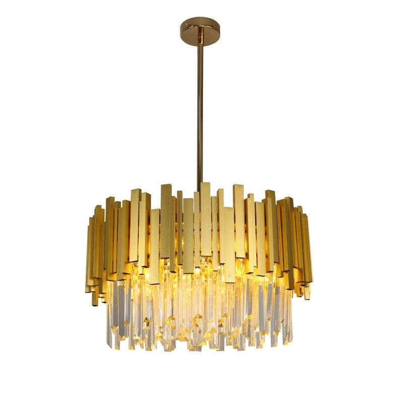 Regina Round Satin Brass Crystal Pendant Chandelier - 50cm** New Arrival **