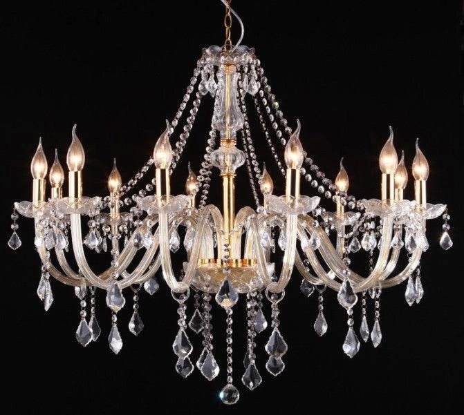 Aveline - Maria Teresa Crystal Pendant Chandelier - 12 Light Gold Crystal