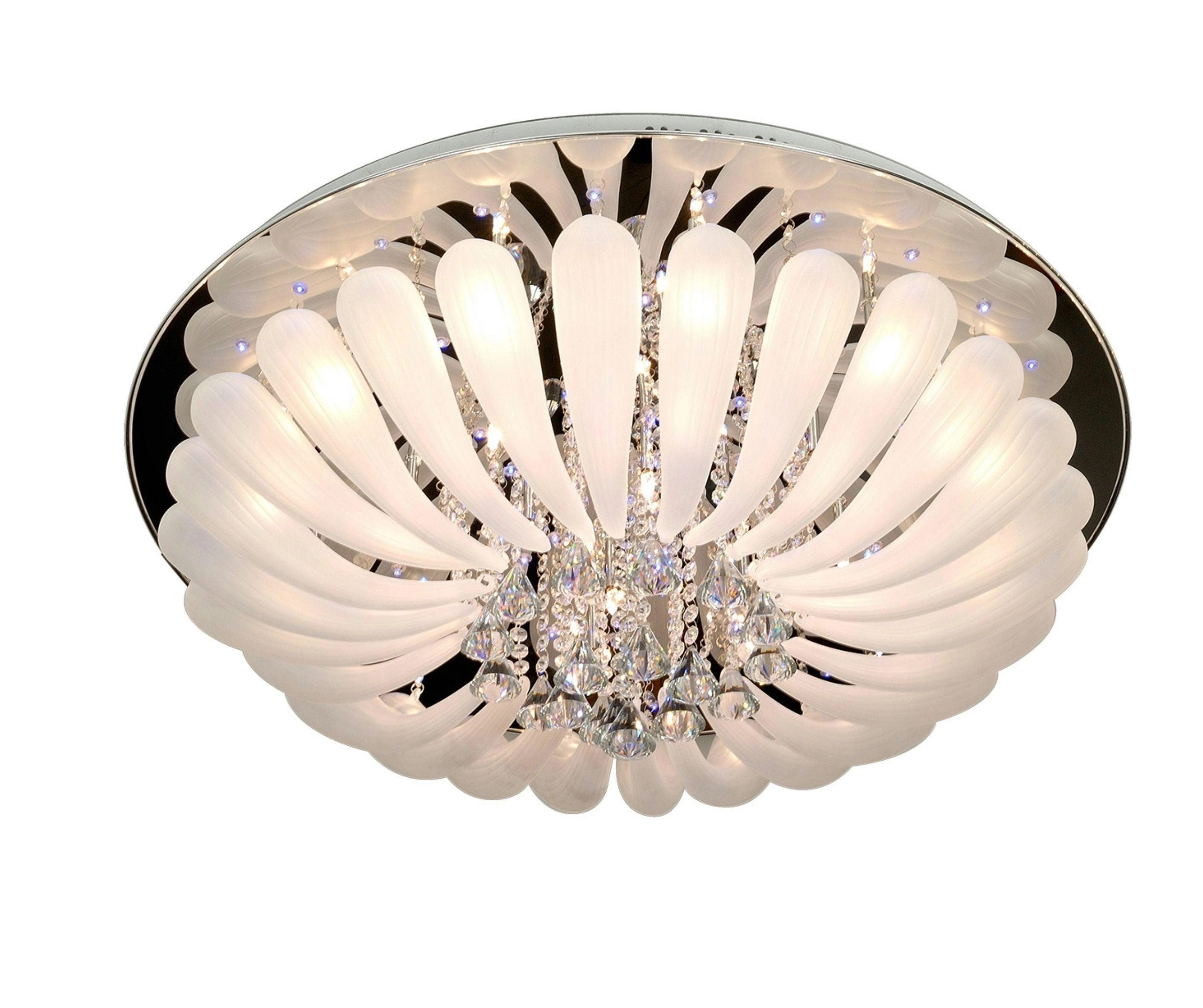 IVAN 50cm Round Crystal Flush Mount Chrome LED Chandelier CLEARANCE