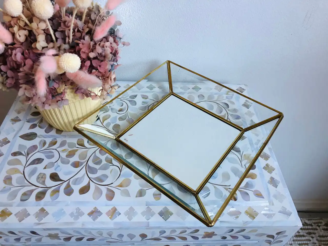 Charlie & Co. Brass & Glass Tray