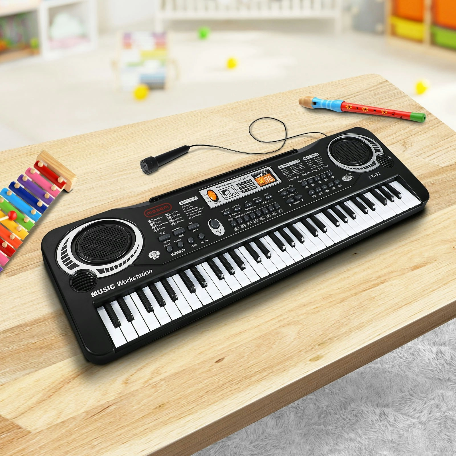 Mazam 61 Keys Piano Keyboard Electronic Electric Musical Toy Gift w/ Microphone