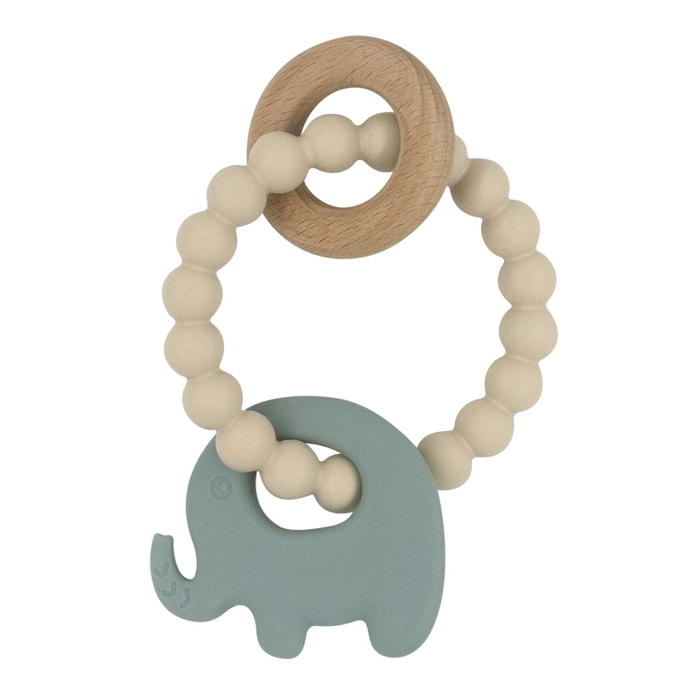 Playground Silicone Elephant Teether - Sage