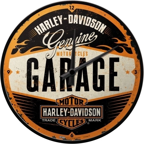 Nostalgic Art 30cm Harley-Davidson Garage Quartz Battery Operated Wall Clock