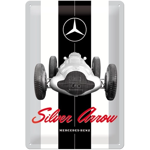 Nostalgic Art 20x30cm Medium Metal Wall Hanging Sign Mercedes-Benz Silver Arrow