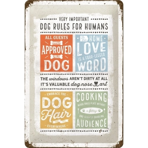 Nostalgic Art 20x30cm Medium Metal Wall Hanging Sign Dog Rules Home/Cafe Decor