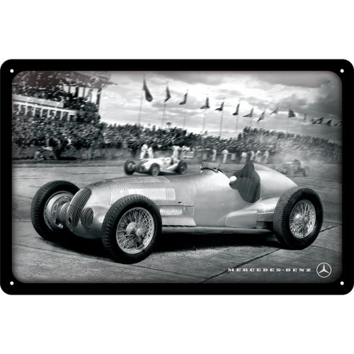 Nostalgic Art 20x30cm Metal Wall Hanging Sign Mercedes Silver Arrow Racing Decor