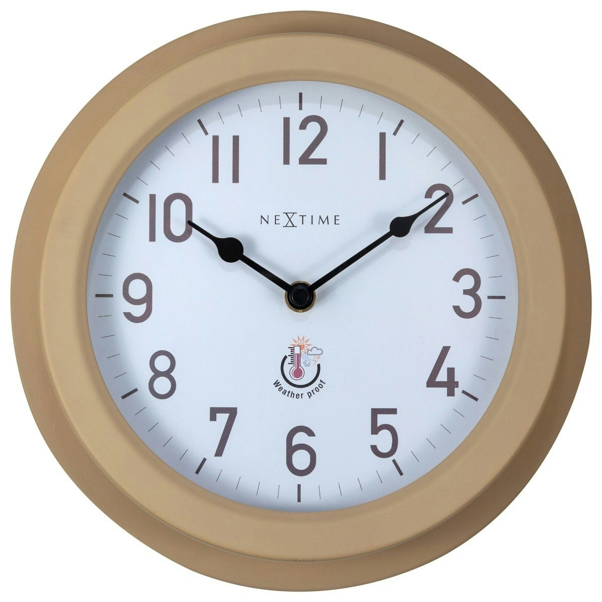 NeXtime 22cm Poppy Weatherproof Round Analogue Metal Outdoor Wall Clock Brown