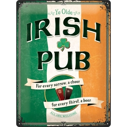 Nostalgic Art Sign Irish Pub 30x40cm Large Metal Sign Home Wall Hanging Decor