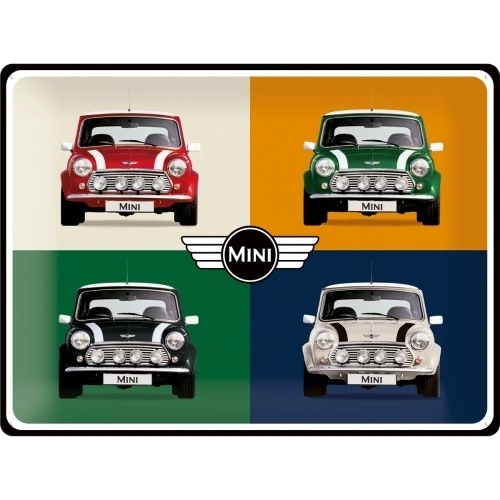 Nostalgic Art Mini Cooper 4 Cars Pop Art 30x40cm Large Metal Tin Sign Wall Decor