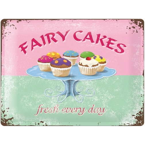 Nostalgic Art Fairy Cakes 30x40cm Large Metal Sign Home/Cafe Wall Hanging Decor