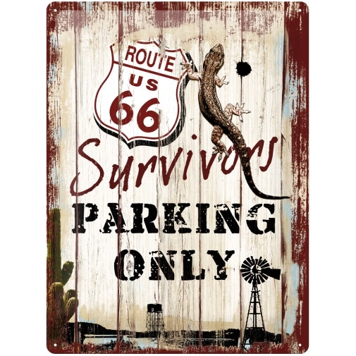 Nostalgic Art Survivors Parking 30x40cm Large Metal Tin Sign Wall Hanging Decor