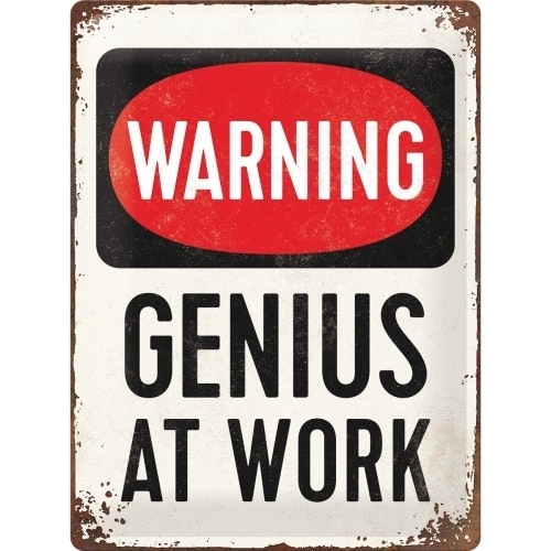 Nostalgic Art Genius At Work 30x40cm Large Metal Sign Home Wall Hanging Decor