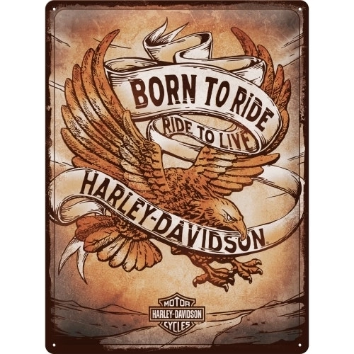 Nostalgic Art Harley Born To Ride Eagle 30x40cm Large Metal Sign Home Wall Decor