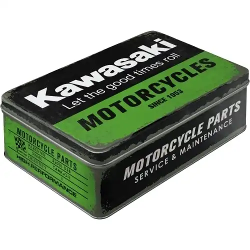 Nostalgic Art 16x23cm Flat Tin Metal Rectangle Storage Kawasaki Motorcycles