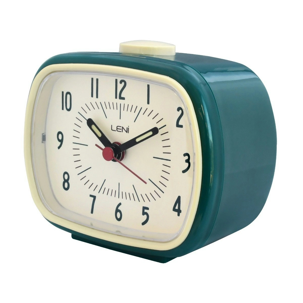 Leni Plastic Retro Analogue Alarm Clock Glow in the Dark Home/Room Decor Peacock