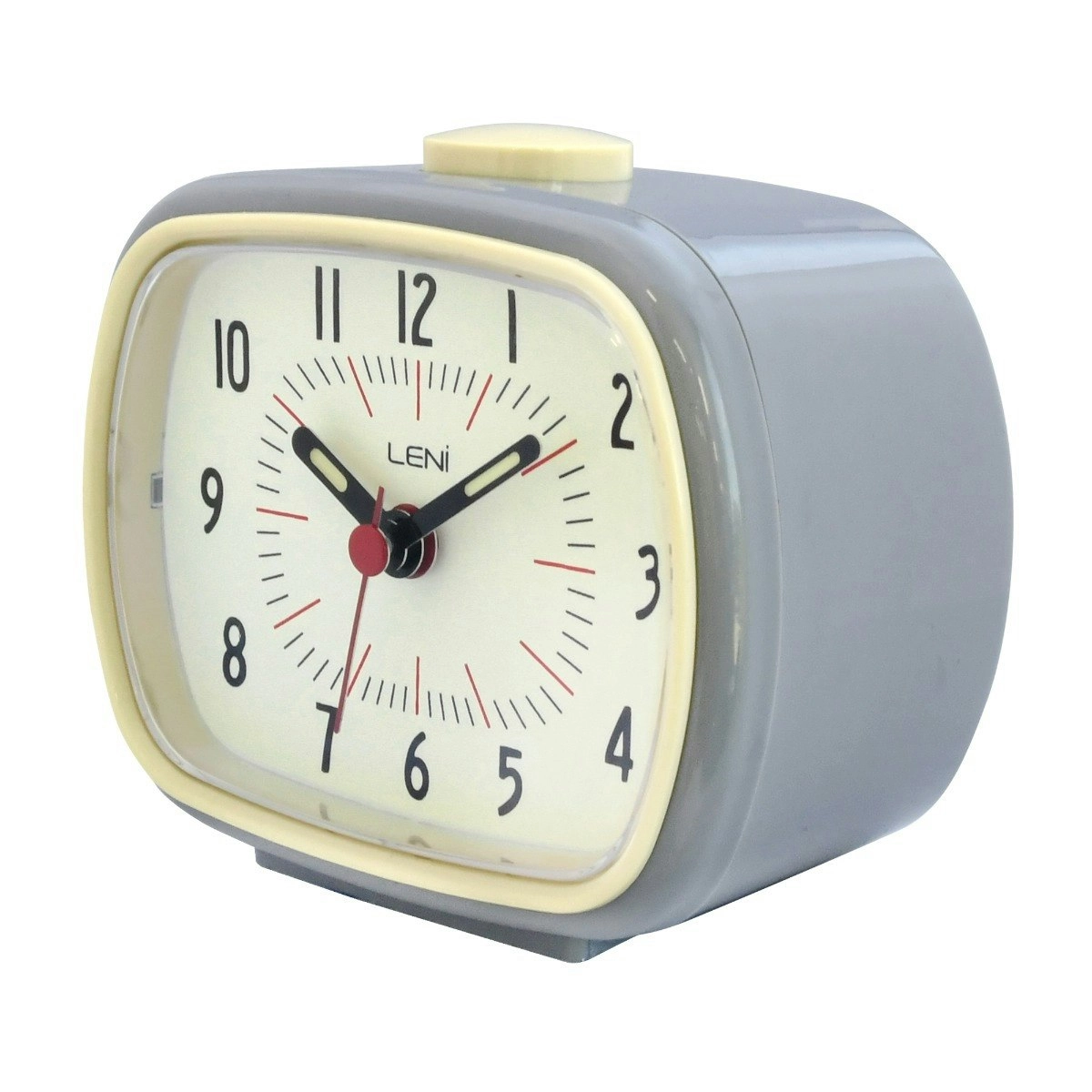 Leni Retro Analogue Alarm Clock Glow in the Dark Home/Room Decor Slate Grey