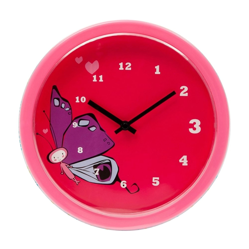 Tik Tok Childrens/Kids Wall Bedroom Round Analog Hanging Butterfly Clock 25cm