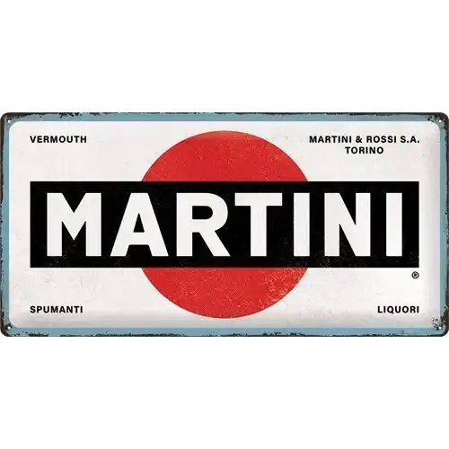 Nostalgic Art Martini Logo 25x50cm Metal Long Sign Wall Hanging Decor White