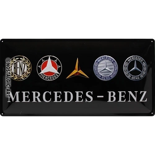 Nostalgic Art Mercedes-Benz Logo Evolution 25x50cm Metal Long Sign Wall Decor