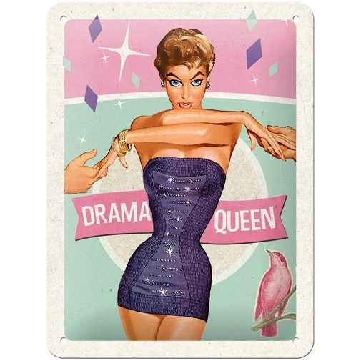 Nostalgic Art 15x20cm Small Wall Hanging Metal Sign Drama Queen Home Cafe Decor