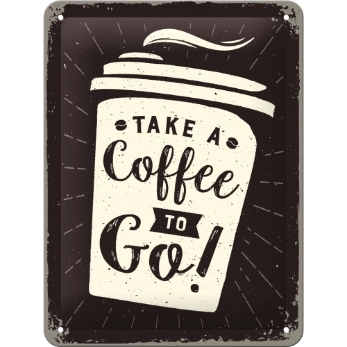 Nostalgic Art 15x20cm Small Wall Hanging Metal Sign Coffee To Go Home/Cafe Decor