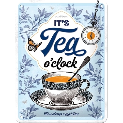 Nostalgic Art 15x20cm Small Wall Hanging Metal Sign It's Tea O'Clock Home Decor