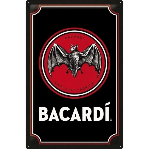 Nostalgic Art XL Metal Sign 40x60cm Wall Hanging Home Decor Bacardi Logo Black